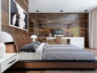 Идеи: 11 вариантов спален с деревянными акцентами на стенах