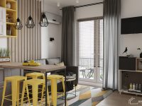 Дизайн: бело-желтый интерьер в маленькой квартире